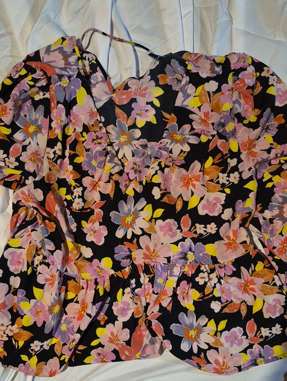 Vero Moda Black Floral Sweetheart Peplum Camisole